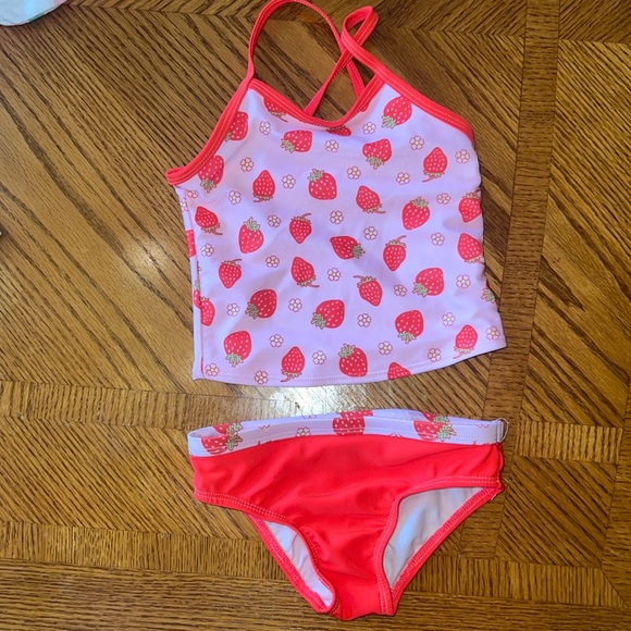 Wonder Nation girl 2T strawberry two-piece swimsuit - Picture 1 of 3
